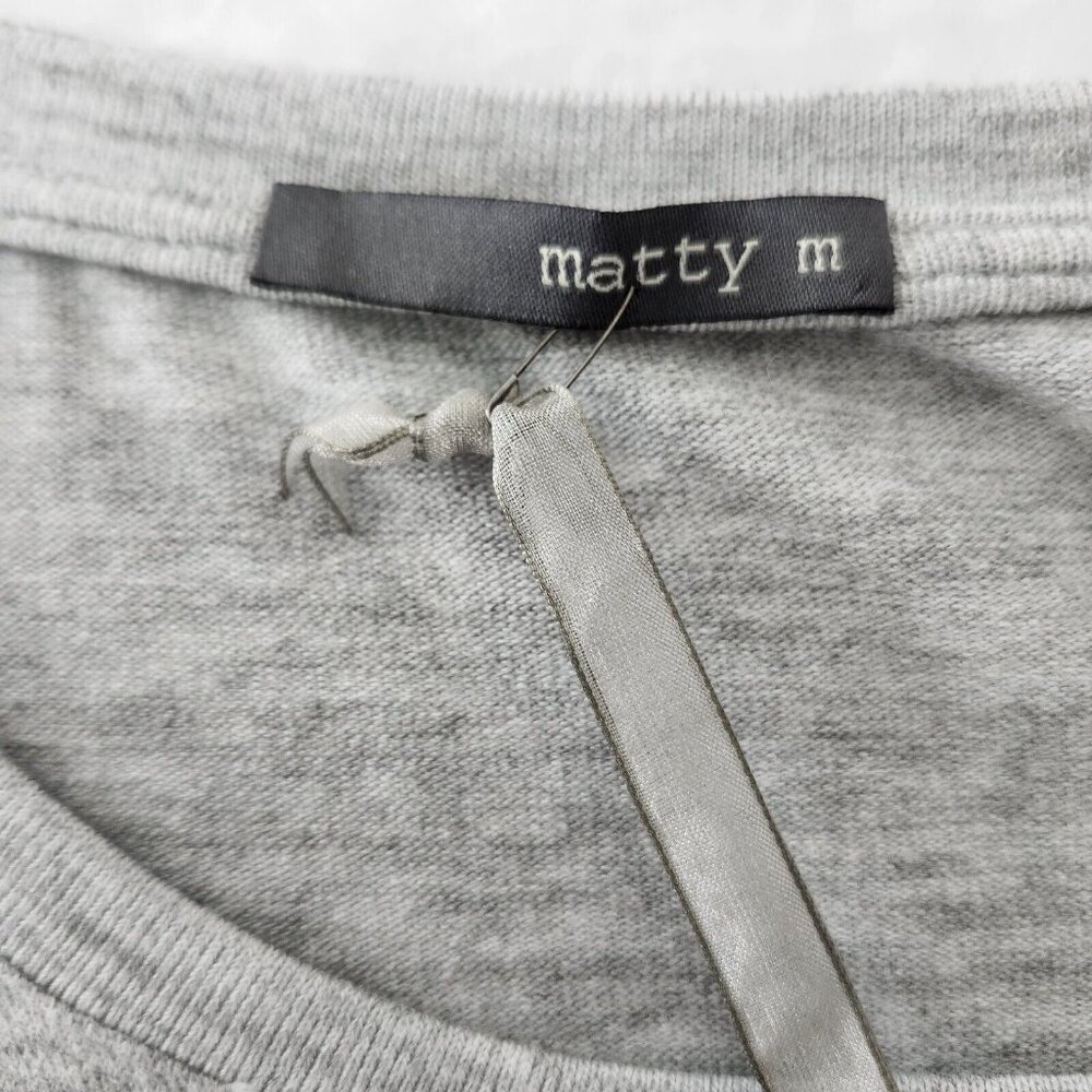 🪻BOGO🪻 Matty M Lightweight Sweater Heather Gray‎ Boat Neck Tie Front Sz L - Picture 8 of 11